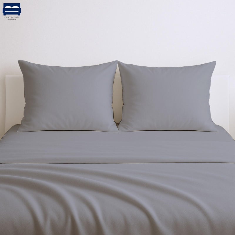 Cottingon 4 Pc Twin Extra Long Sheets for Dorm Bedding, 100% Egyptian Cotton, Specially Designed for College Room Beds, Pocket fits 10-15 inches Deep Mattress, Twin XL 39"x80", Light Grey Solid - Image 2